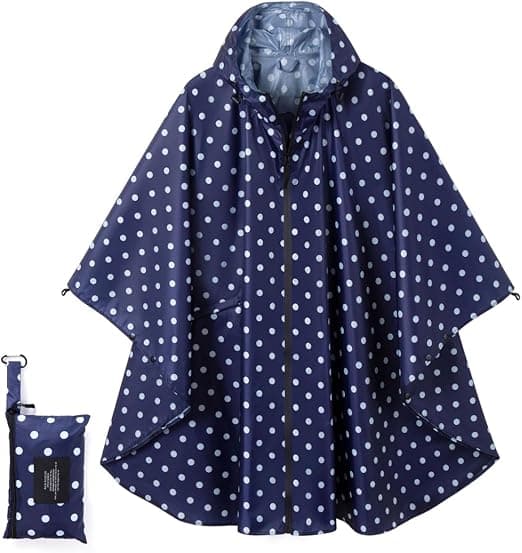 Hooded Rain Poncho, Waterproof with Pocket