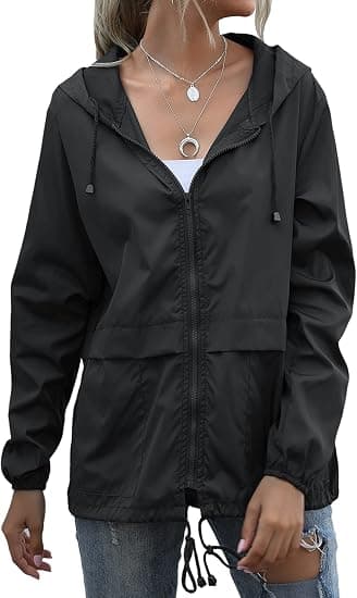 Muzeca Women's Waterproof Raincoat, Lightweight