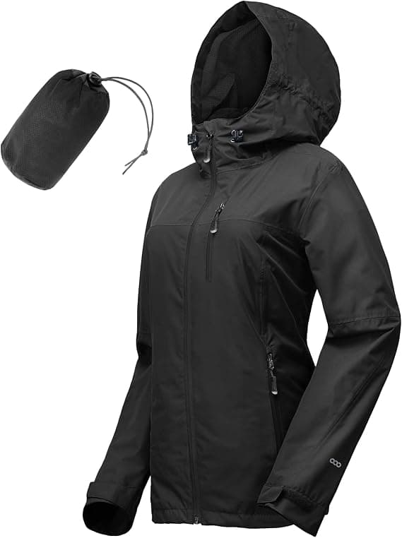 33,000ft Packable Rain Jacket for Women, Waterproof