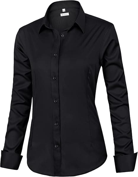 siliteelon Womens Classic-Fit Dress Shirts, Long Sleeve