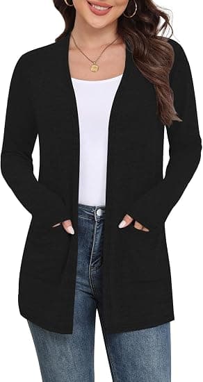 Yincro Women Lightweight Cardigan, Long Sleeve Open Front