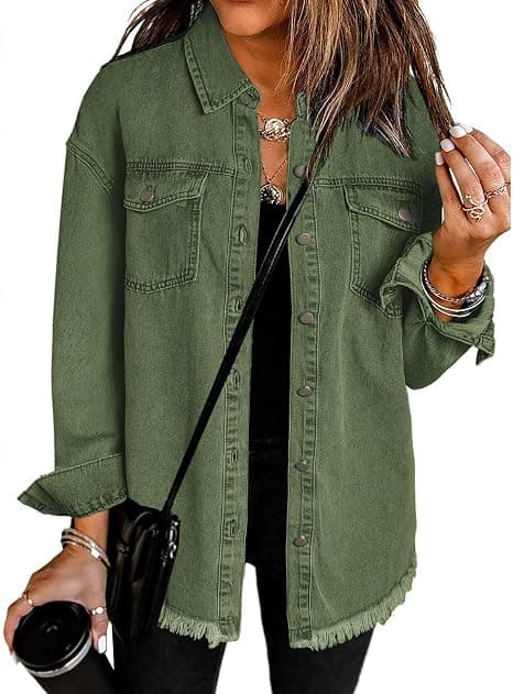 Vetinee Women's Oversized Denim Shacket