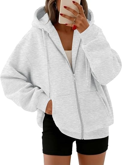 Trendy Queen Womens Oversized Zip Up Hoodies