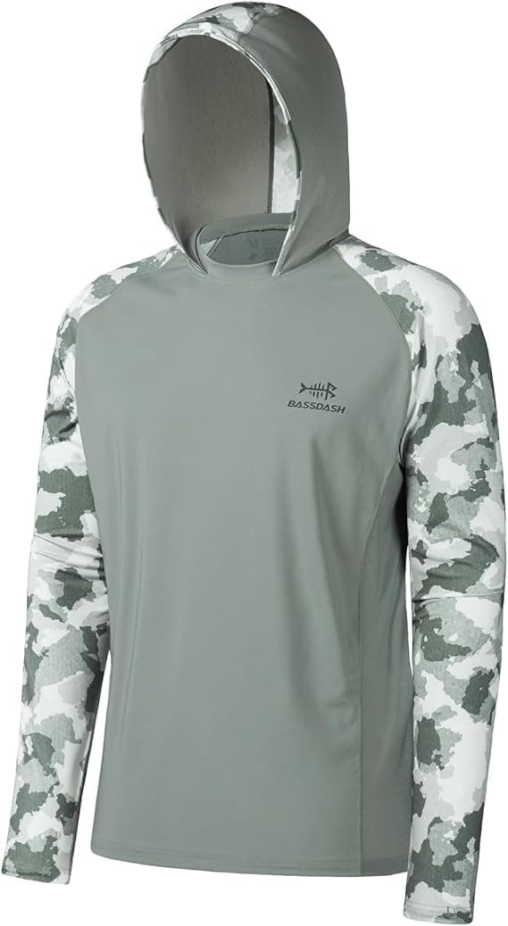BASSDASH Men's UPF 50 Performance Fishing Shirt, Cooling Hoodie FS17M