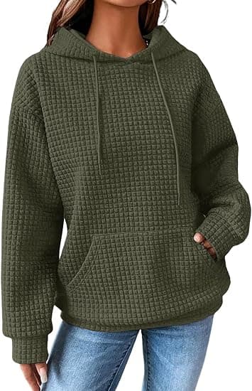 SHEWIN Women Fall Waffle Hoodies, Pullover